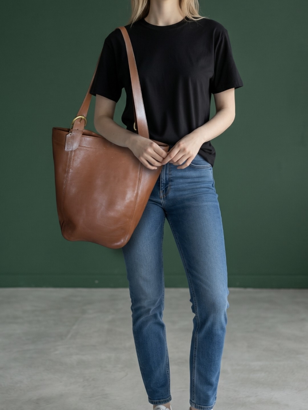 Coach Large Tan Leather Tote with Single Shoulder Strap